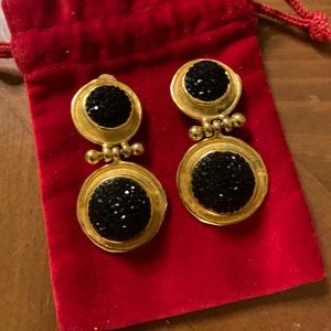 Black Crystal Vintage Deanna Hamro Earrings